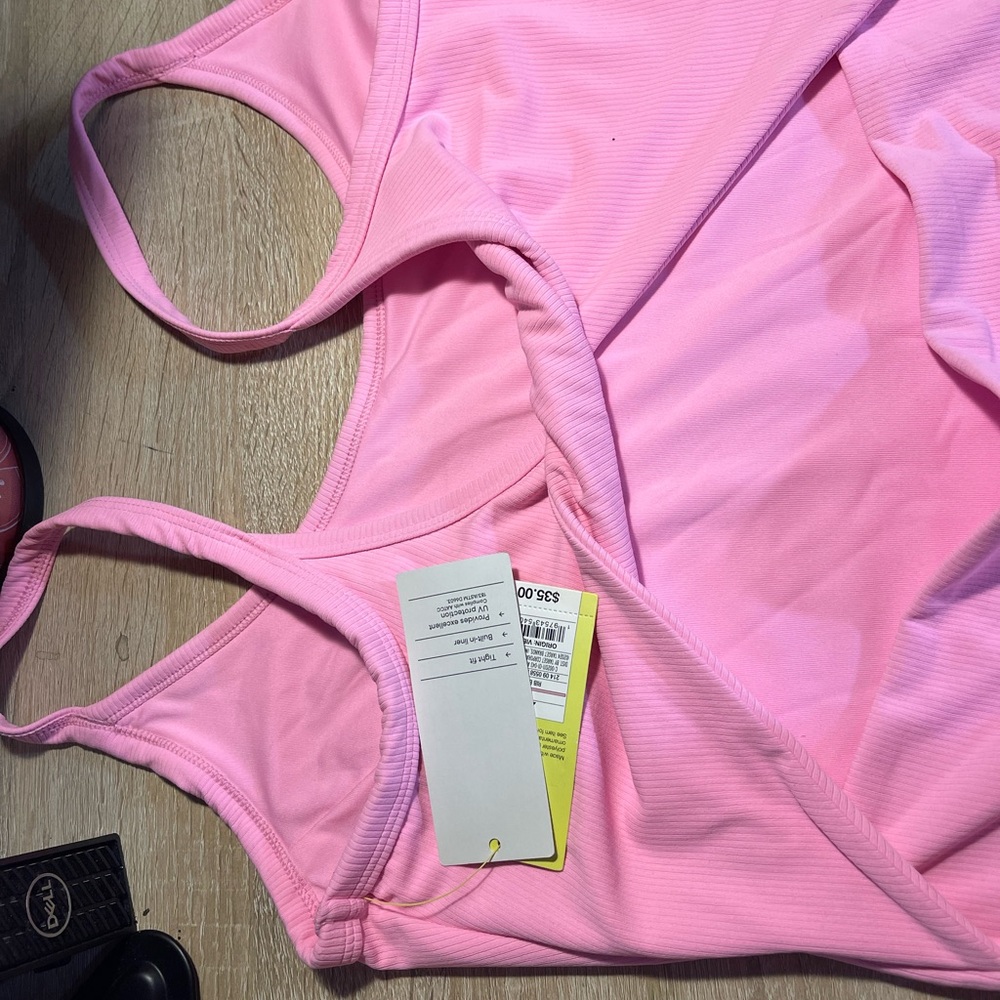 All In Motion: Rib Full Length Bodysuit In Pink - Picture 3 of 6